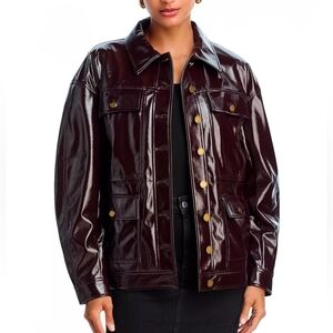Rag & bone Brown Amy Faux Patent Leather Jacket Size Small NWT $598 Recent Style